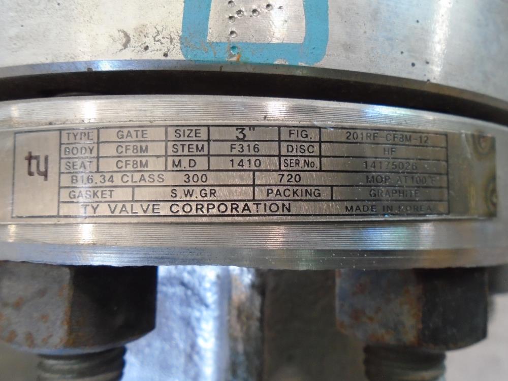 TY 3" 300# CF8M Gate Valve 201RF-CF8M-12